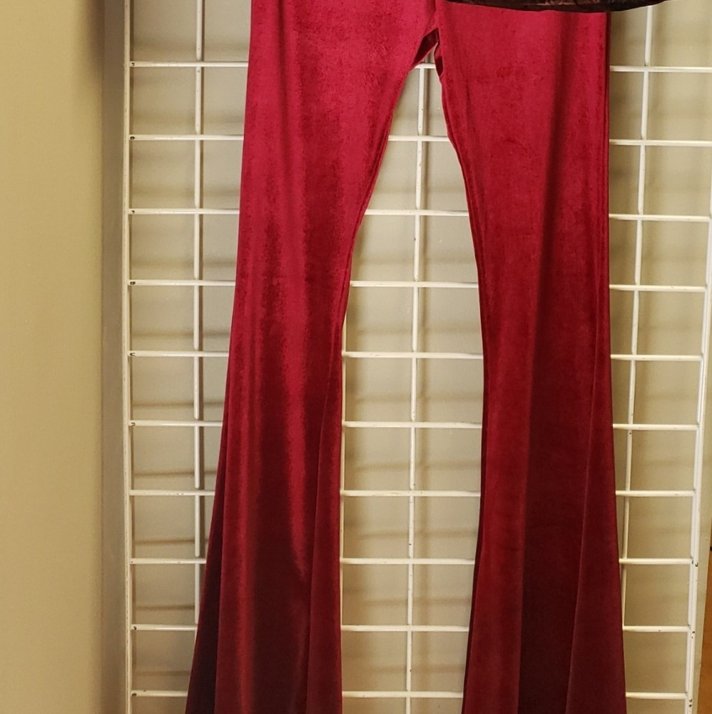 Velvet bell bottom pants